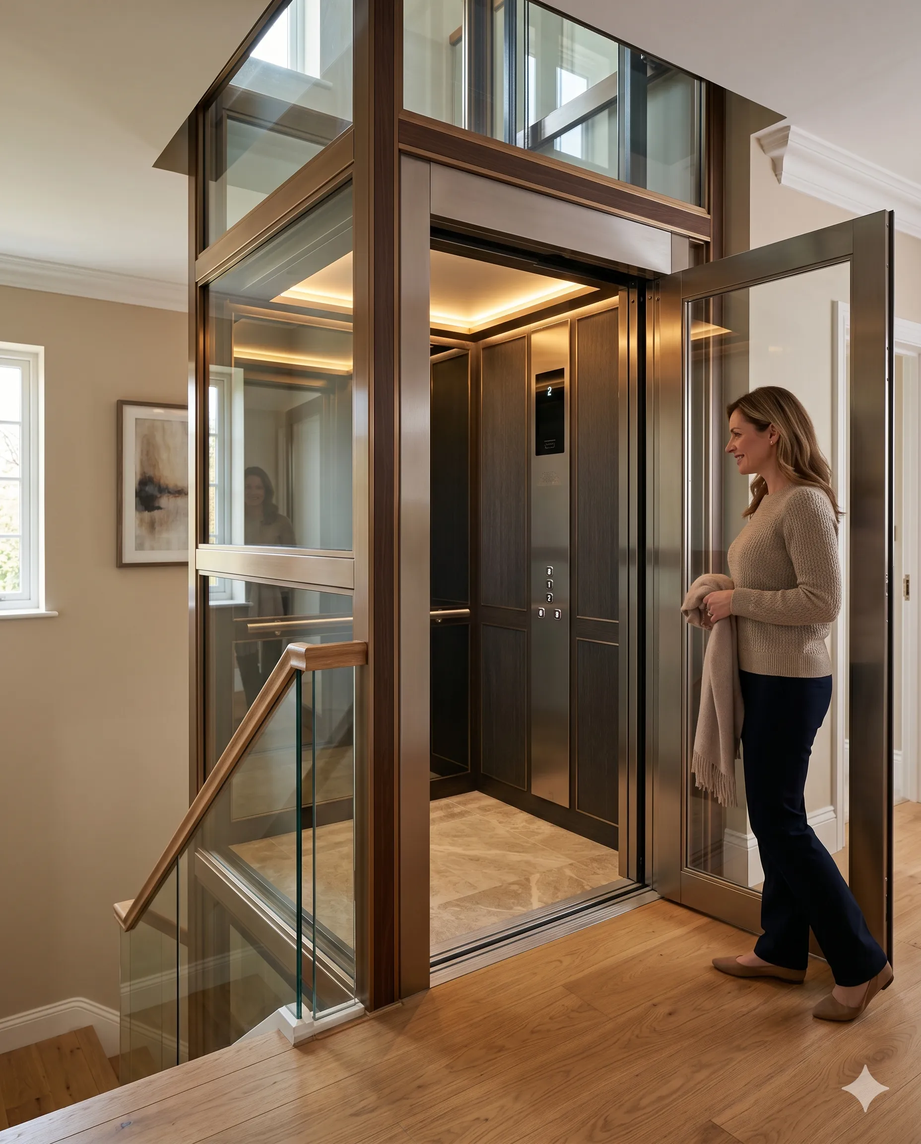 Compact elevator upgrade for existing home