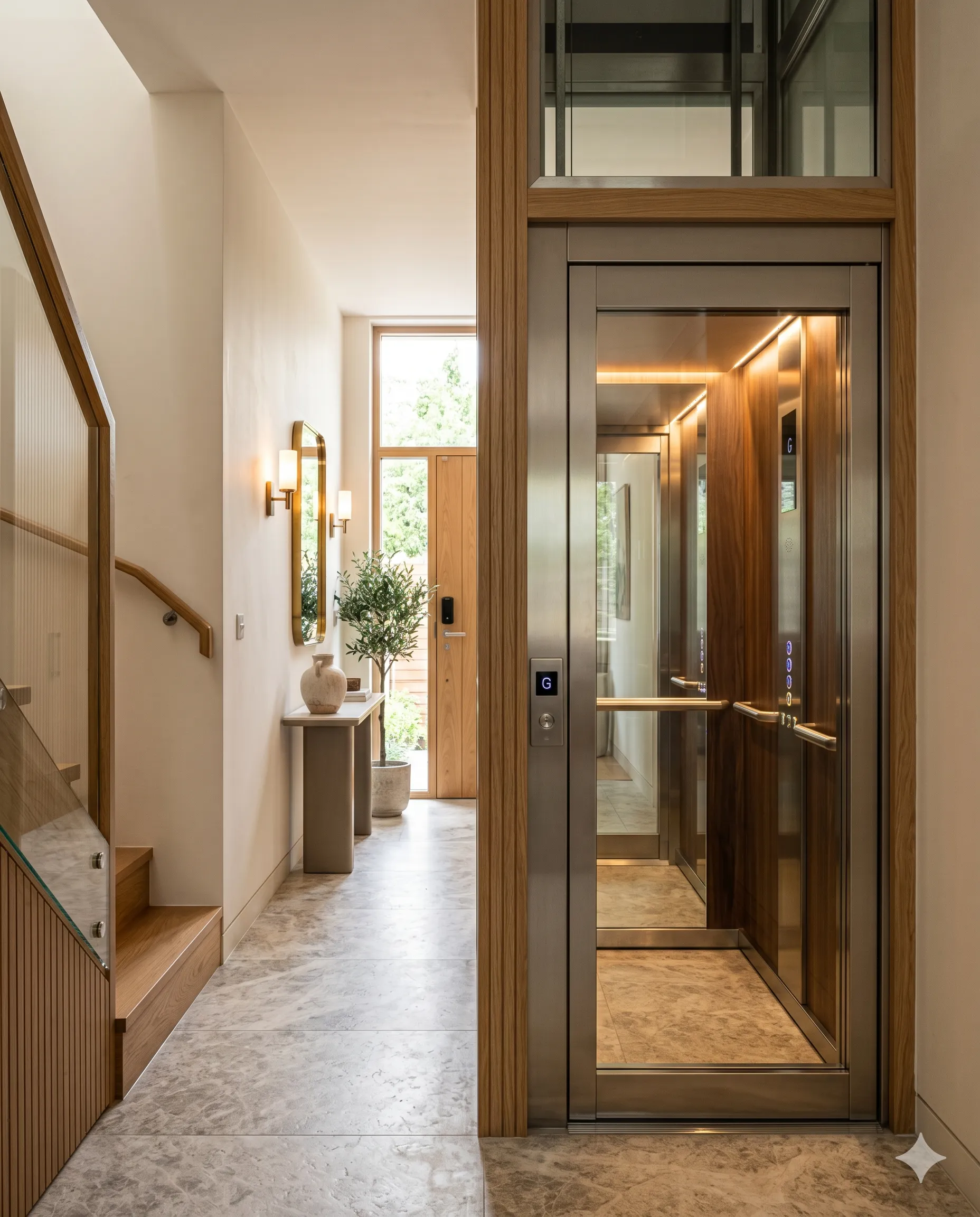 Compact lift for narrow foyer
