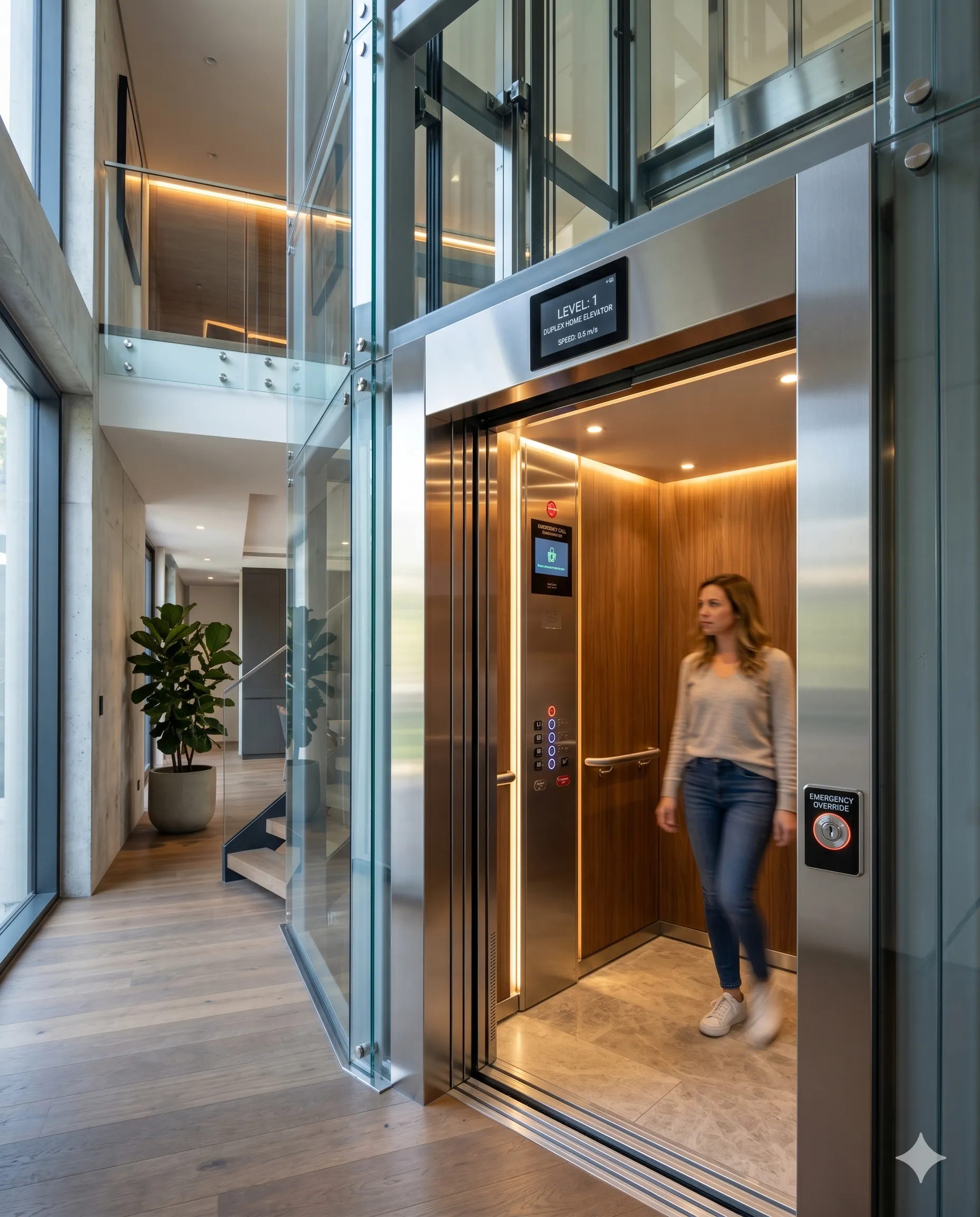 Duplex home lift safety features