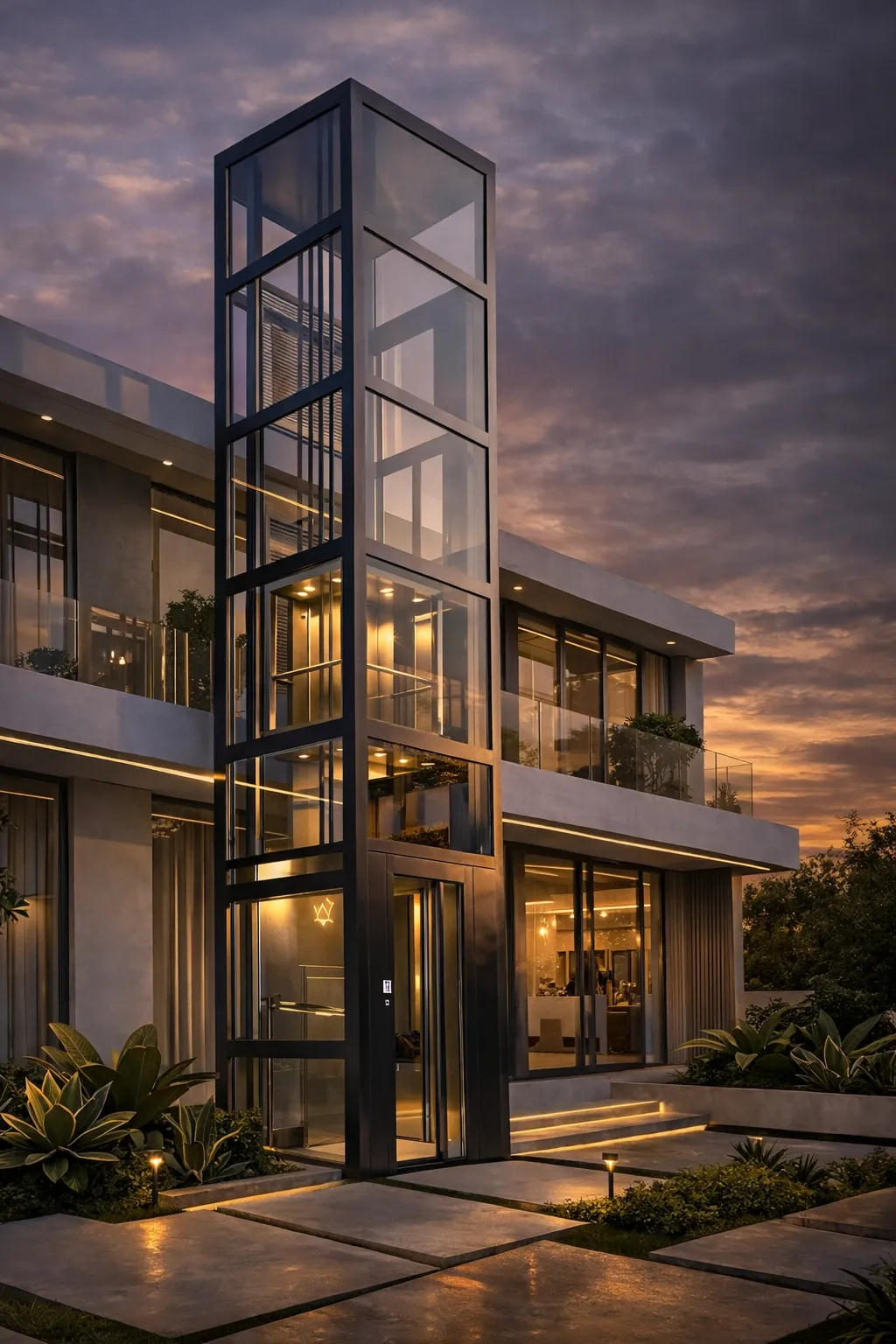 Luxury panoramic glass home lift