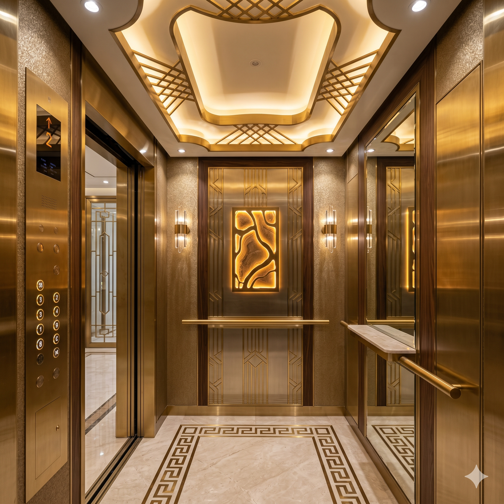 Elegant villa elevator cabin interiors