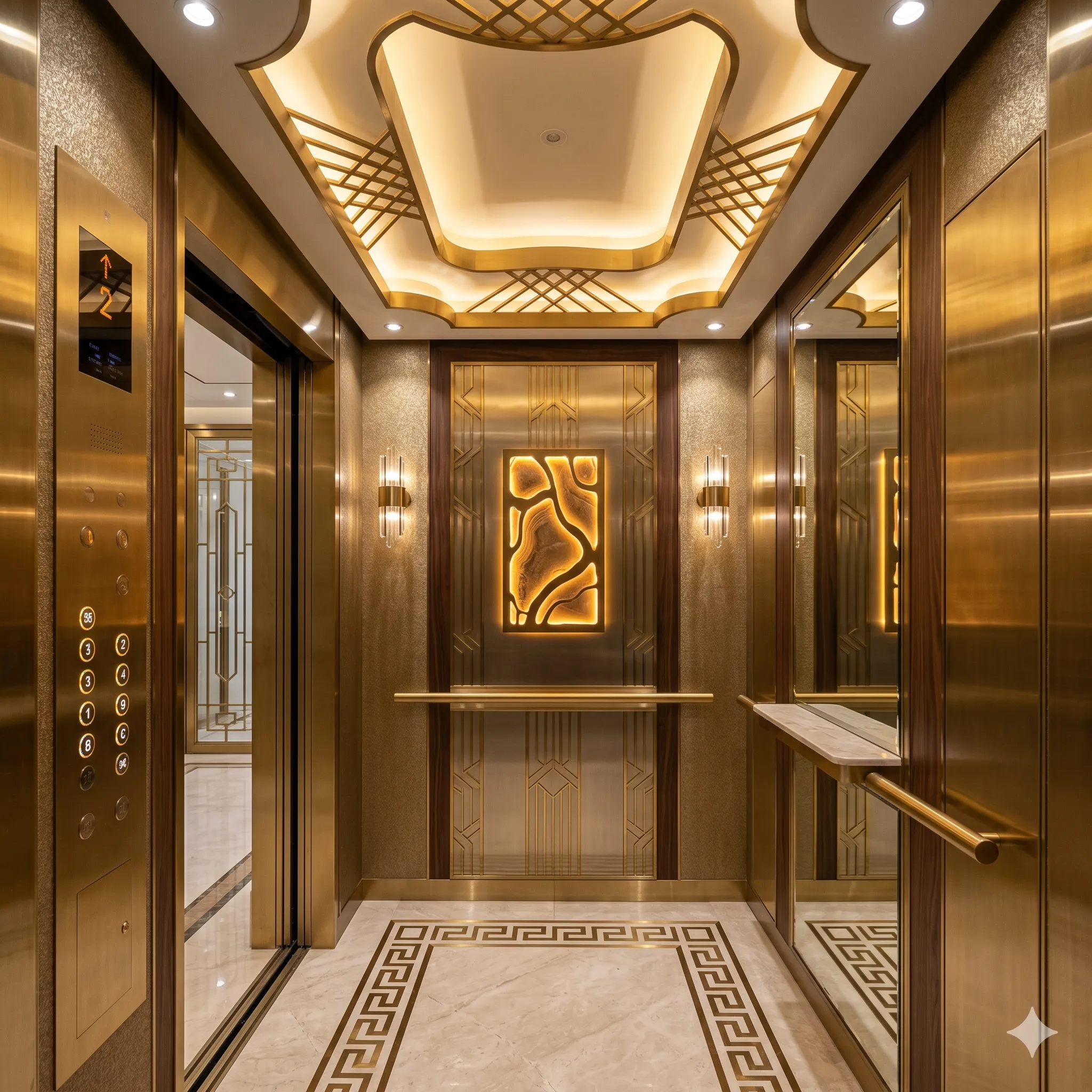 Elegant villa elevator cabin interiors