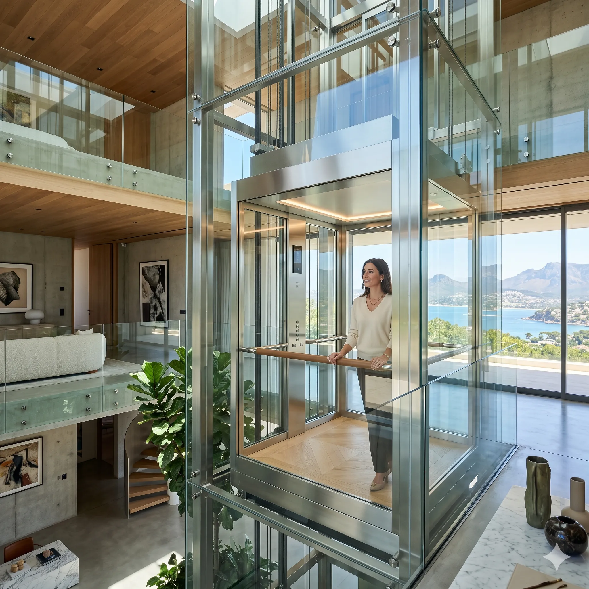Glass villa elevator designs
