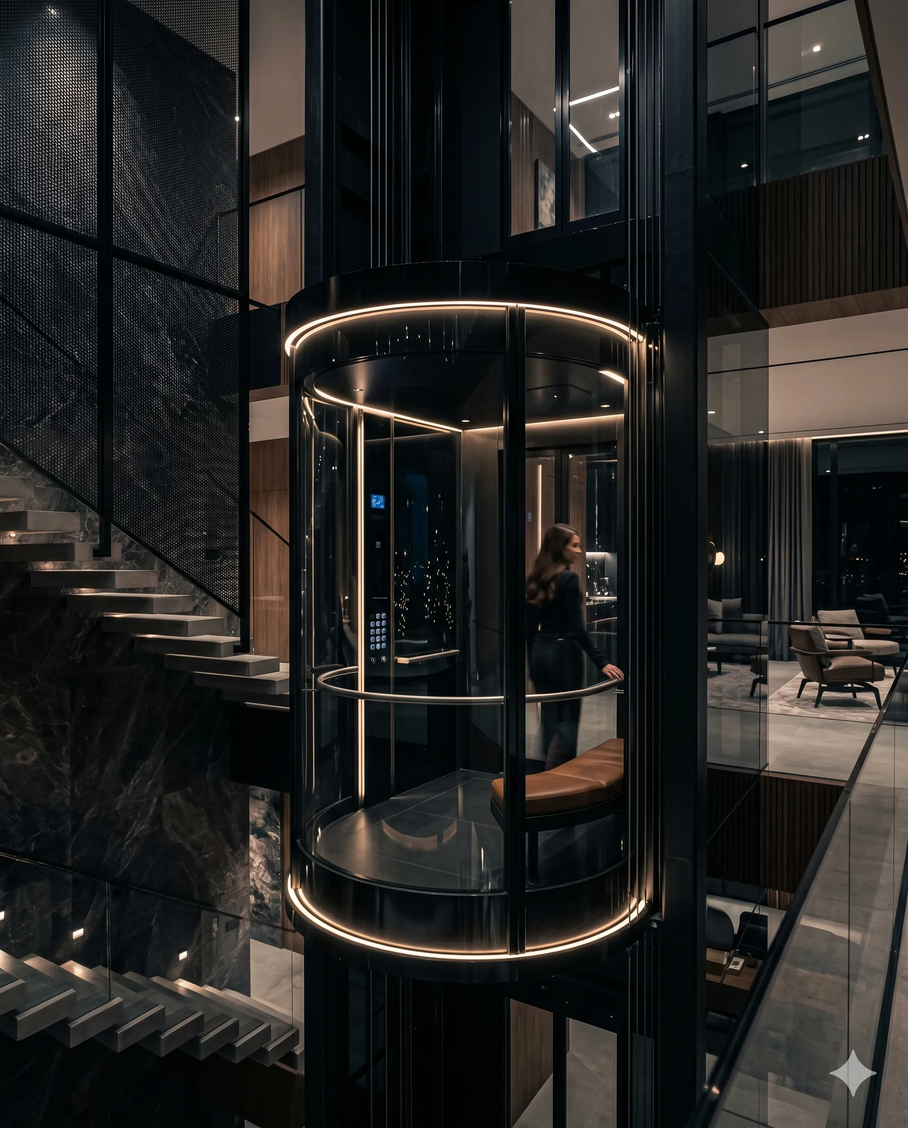 Premium glass elevator for luxury villa architecture