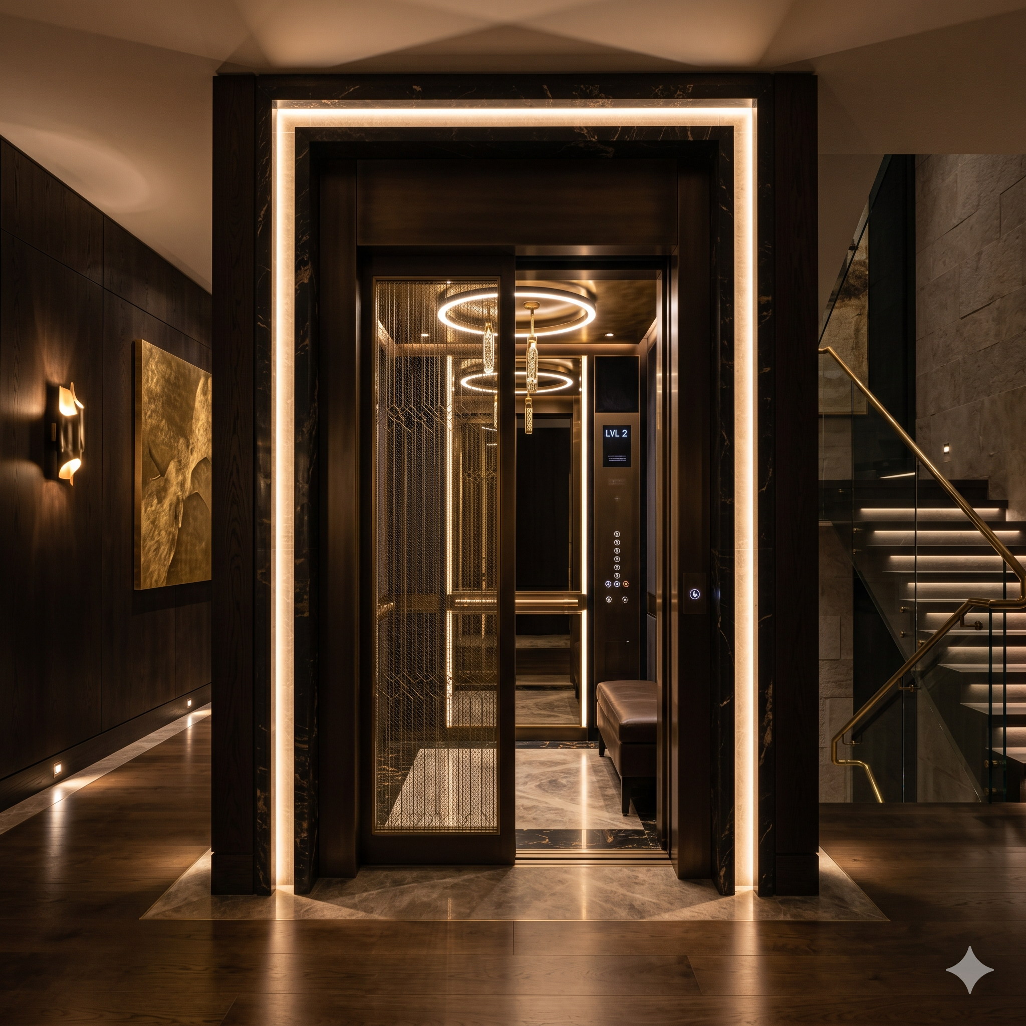 Stylish villa elevator lighting