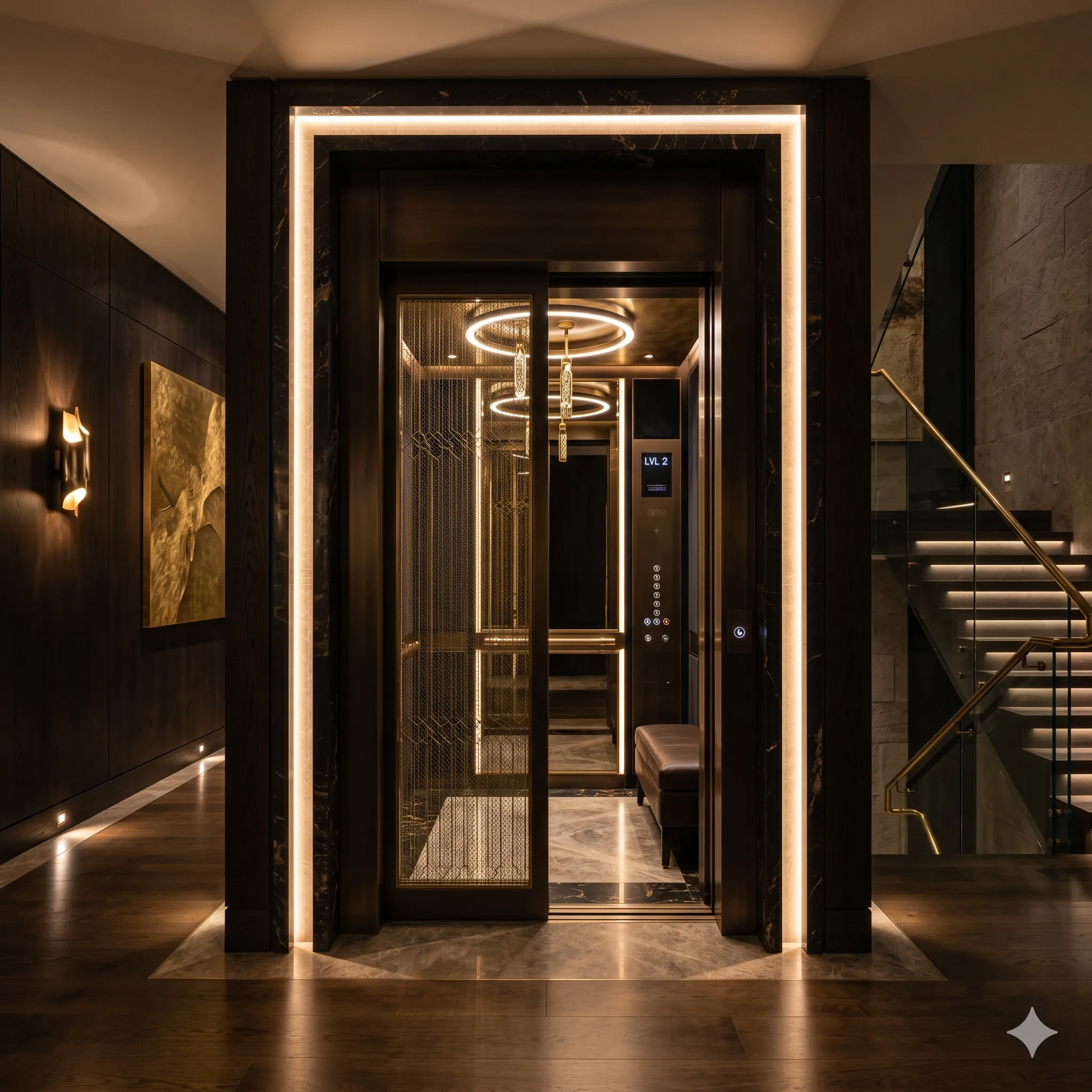 Stylish villa elevator lighting