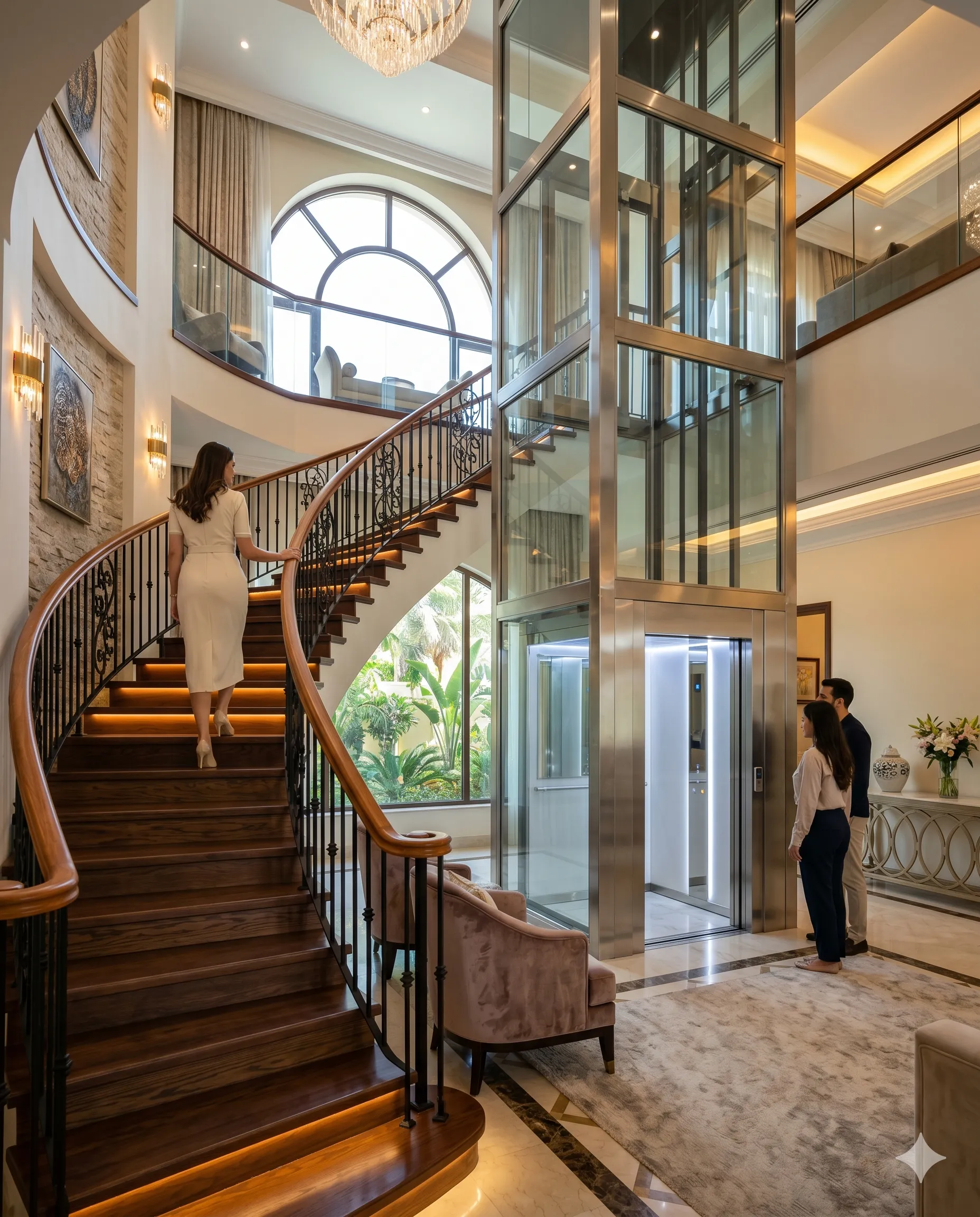 Villa stairs versus elevator accessibility