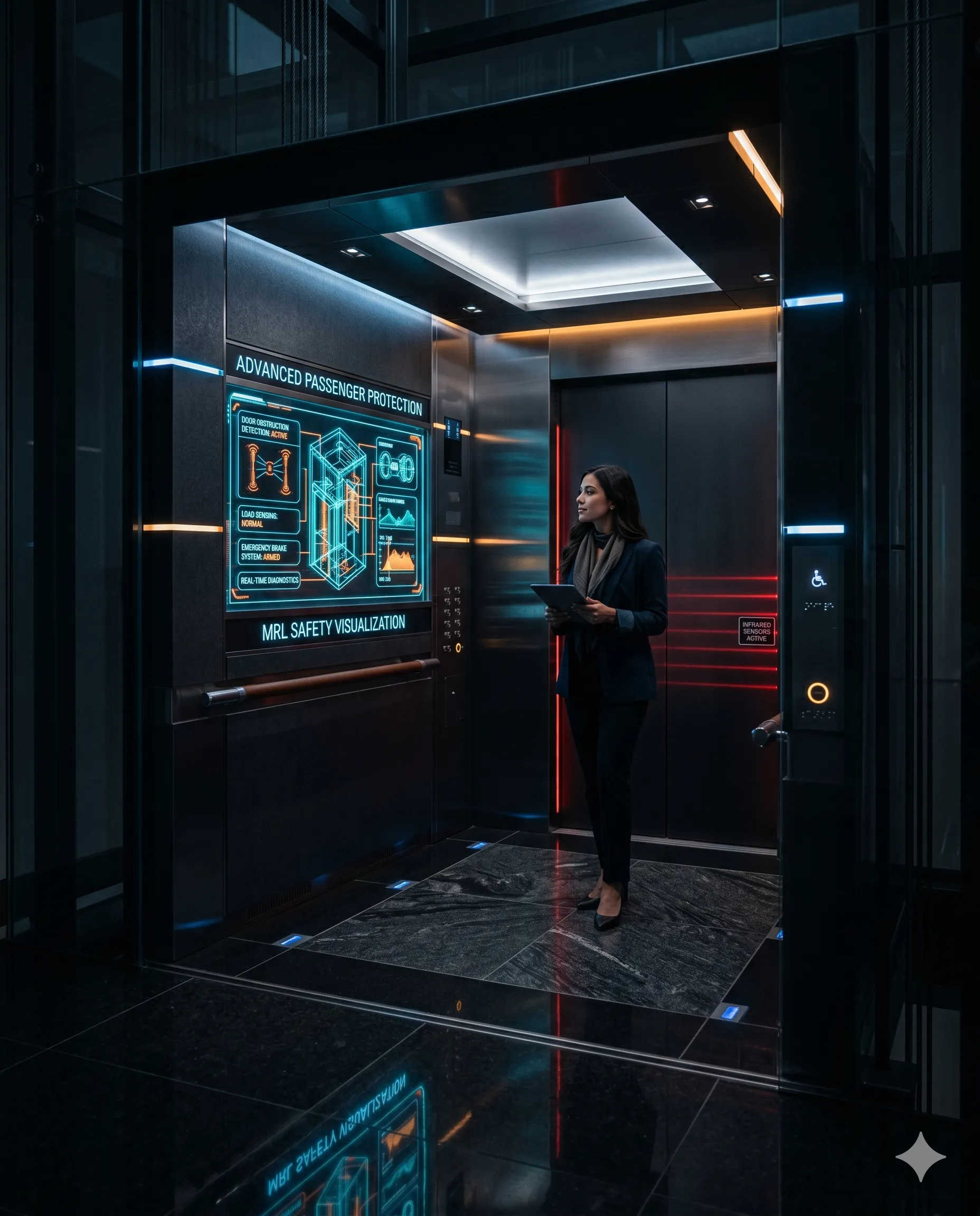 Integrated safety features in MRL elevator systems