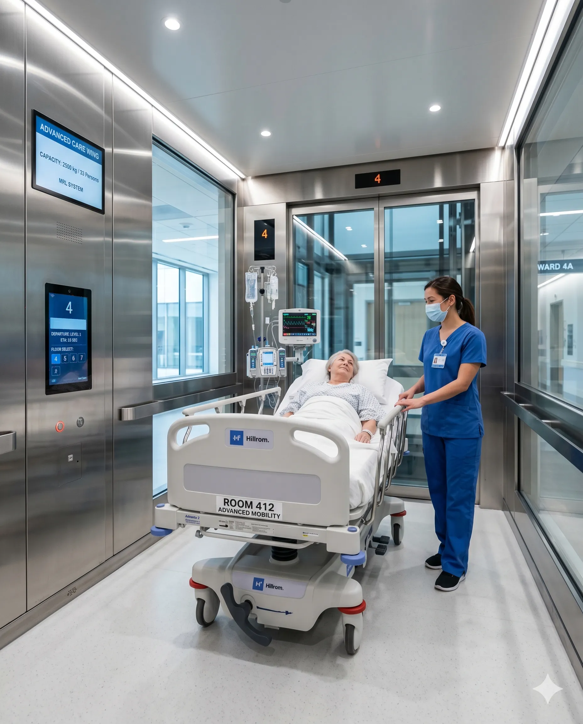 MRL elevators for hospitals and clinics