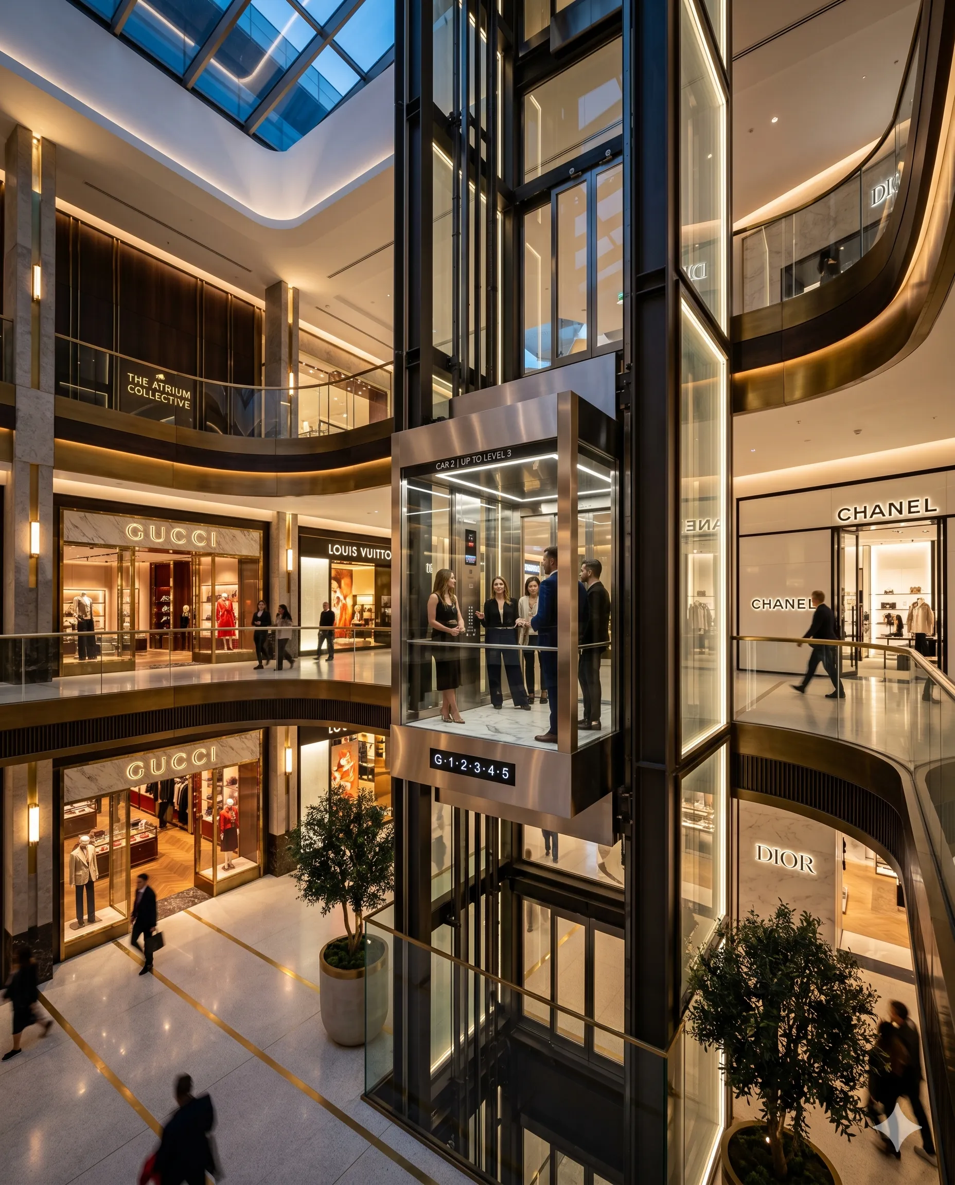 MRL elevators for shopping complexes